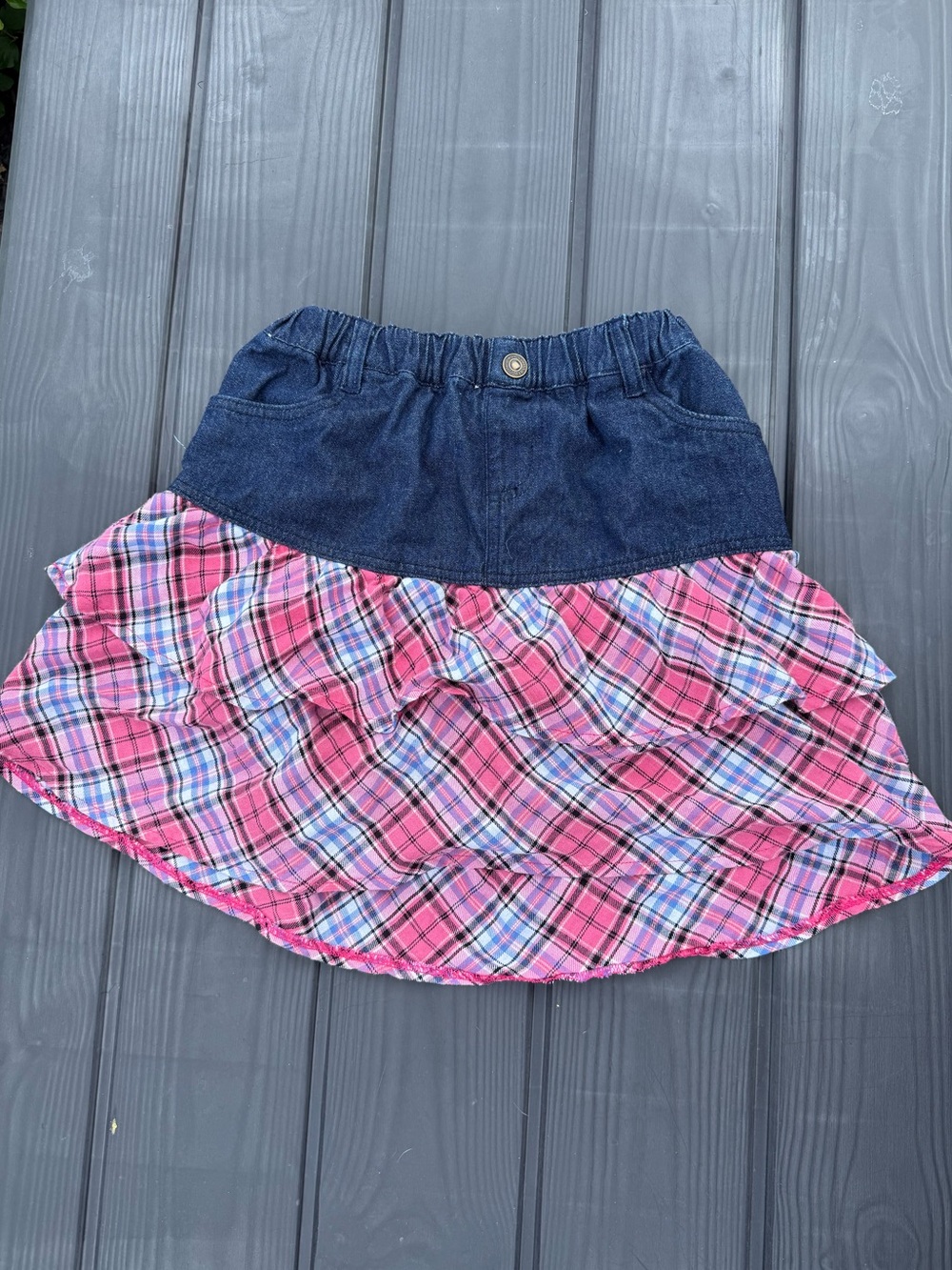 💓Y2K Patchwork Mini Skirt - Denim & Plaid